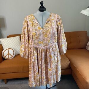 NWT Anthropologie | 3X | Floral Mini Dress with Tassles